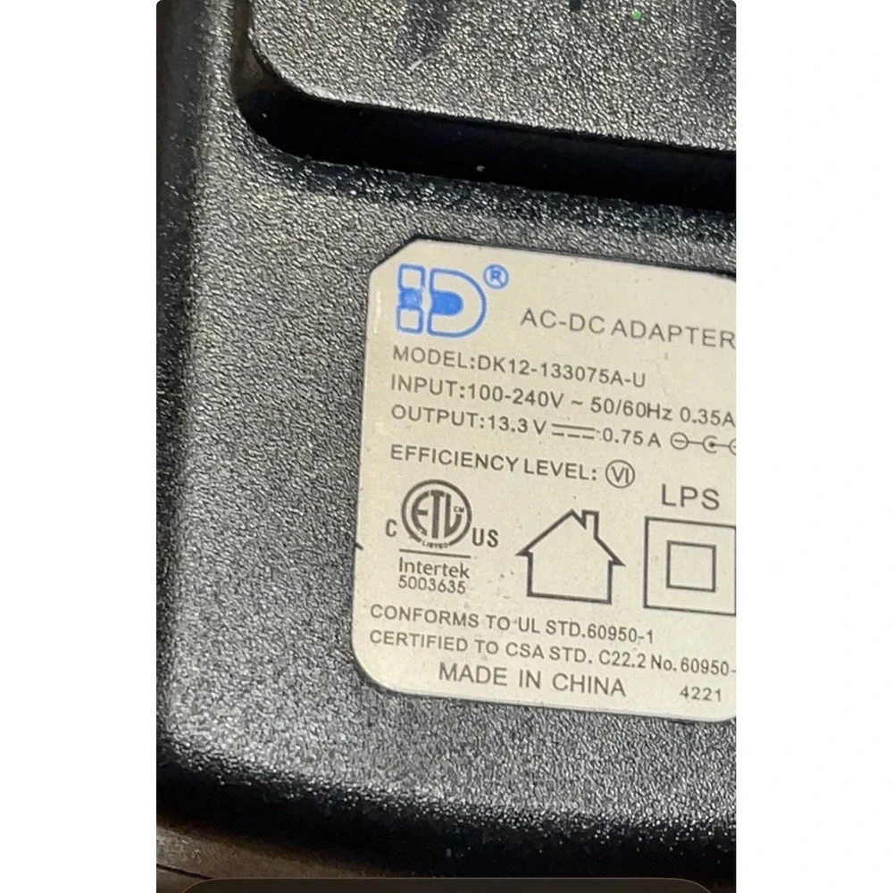 OEM Shark AC-DC Adapter Model DK12-133075A-U 13.3V .75A